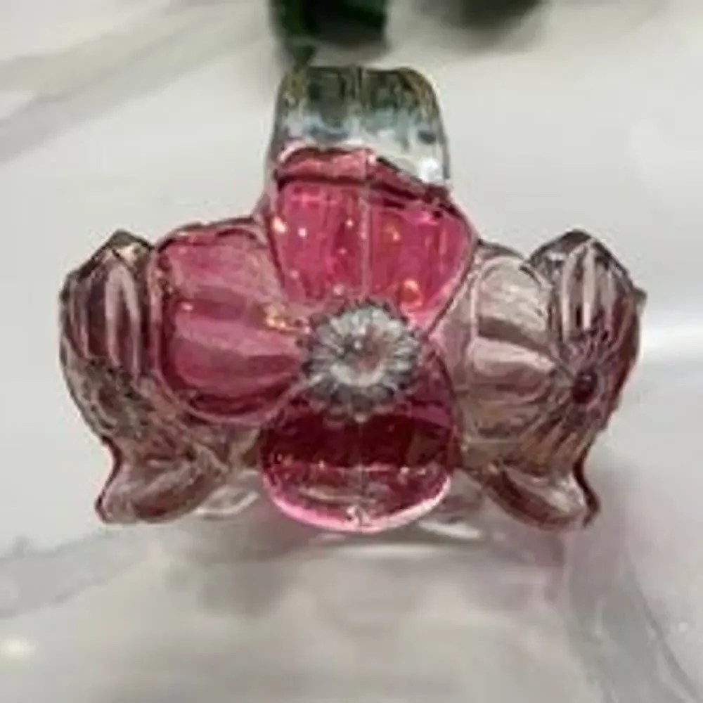 Vintage Westmoreland Pansy Ruby Flash Round Glass Basket